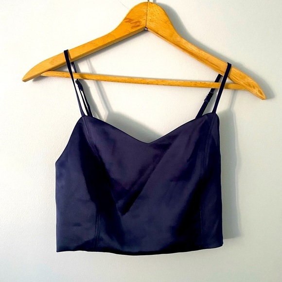 NWT Richa Global Sample Bustier Cami Crop Top Navy Blue Womens Small - Picture 1 of 8